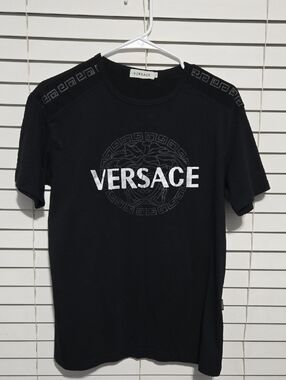 Versace Black T-Shirt with Silver Logo